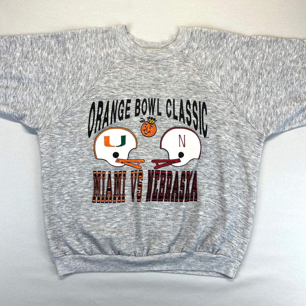 Vtg Signal Orange Bowl Classic Miami Vs Nebraska College Football Sweatshirt Xl